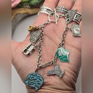Sterling Silver Charm Bracelet with State Charms